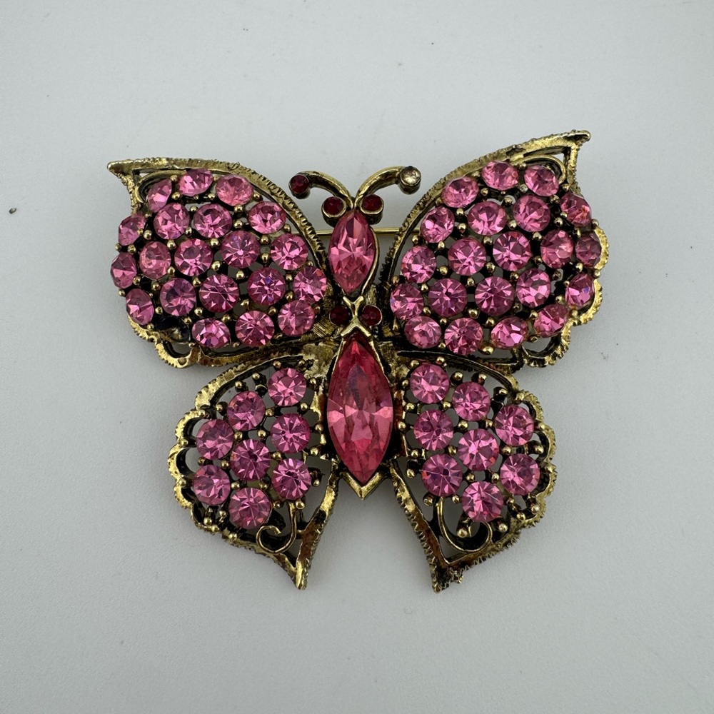 Weiss Pink Butterfly Vintage Brooch